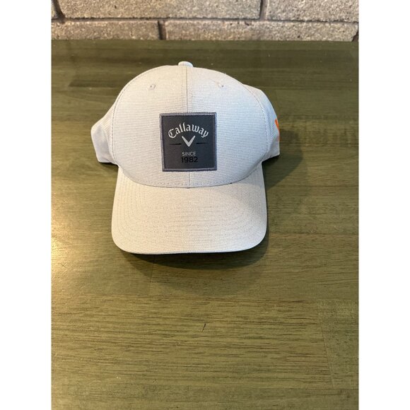 Callaway Golf Hat Beige With Orange Exclamation Mark Adjustable Snapback Cap - Picture 1 of 8